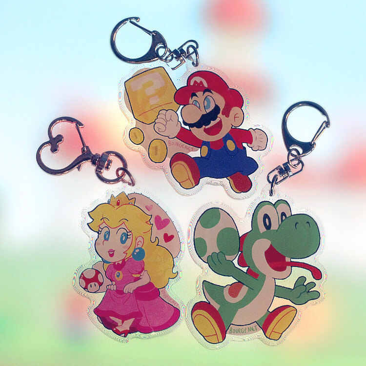 Super Mario 2.5" acrylic charm/porte-clé acrylique (7 designs)