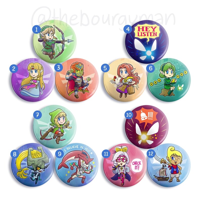 Legend Of Zelda 2.25" button/macaron (12 designs)