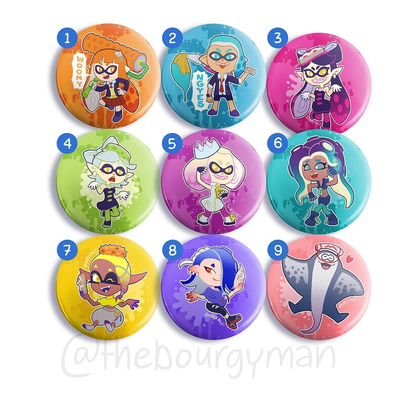 Splatoon 2.25" button/macaron (9 designs)