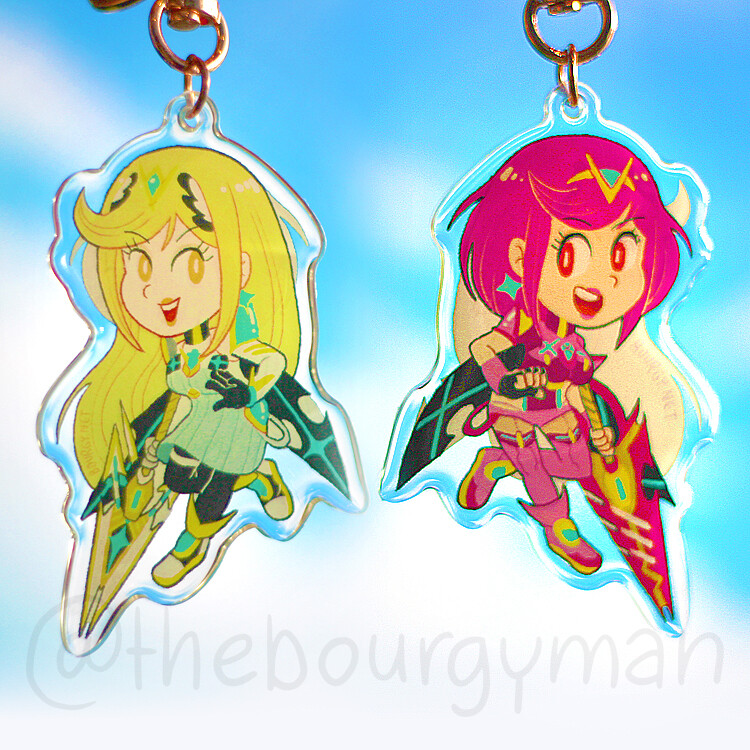 Pyra &amp; Mythra (Xenoblade) 2.5&quot; acrylic charm/porte-clé acrylique