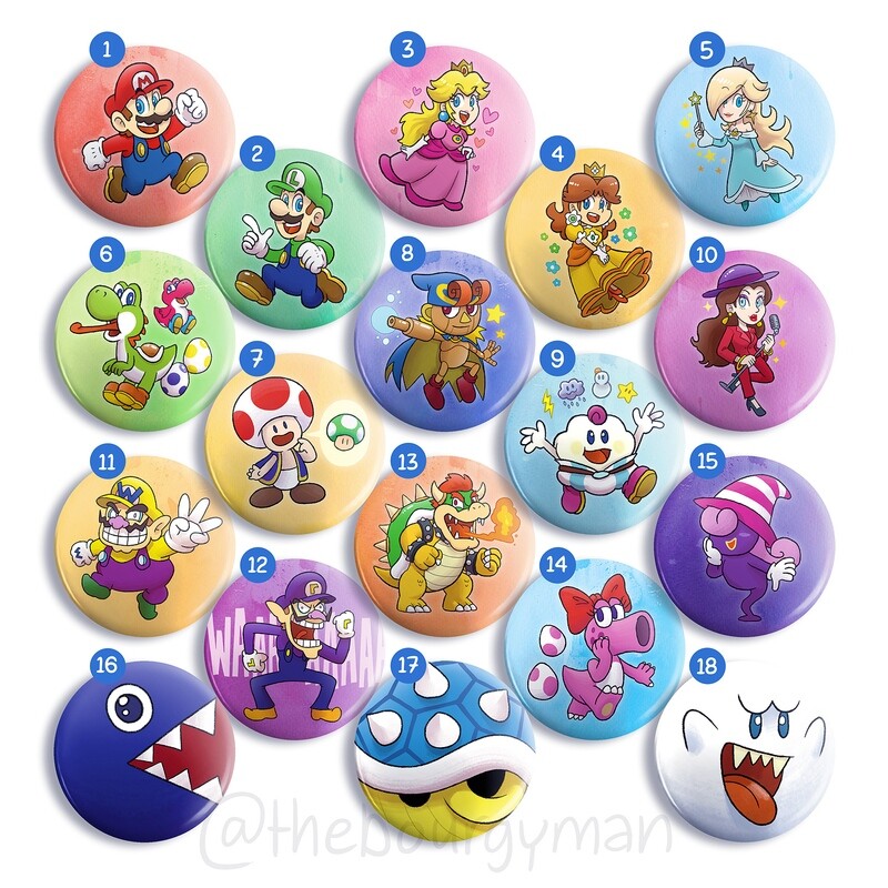 Super Mario 2.25" button/macaron (15 designs)