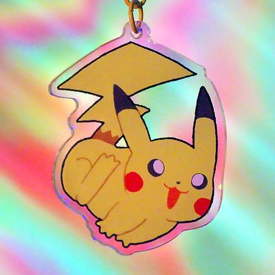 Pikachu 2.5&quot; holographic acrylic charm/porte-clé acrylique holographique