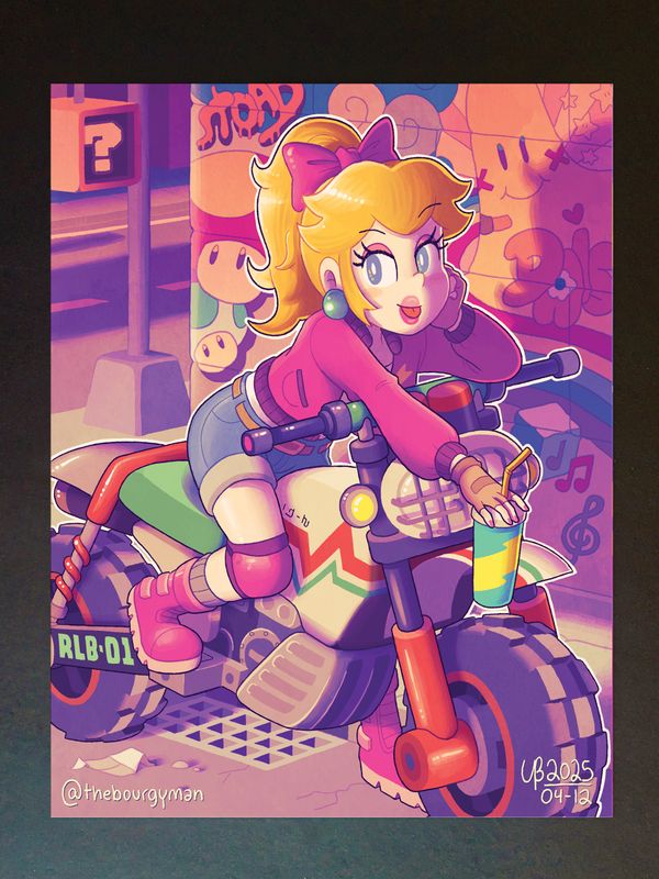 Biker Peach (Super Mario) 8 x 10" poster/affiche