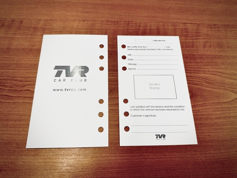 Service Book printed inserts