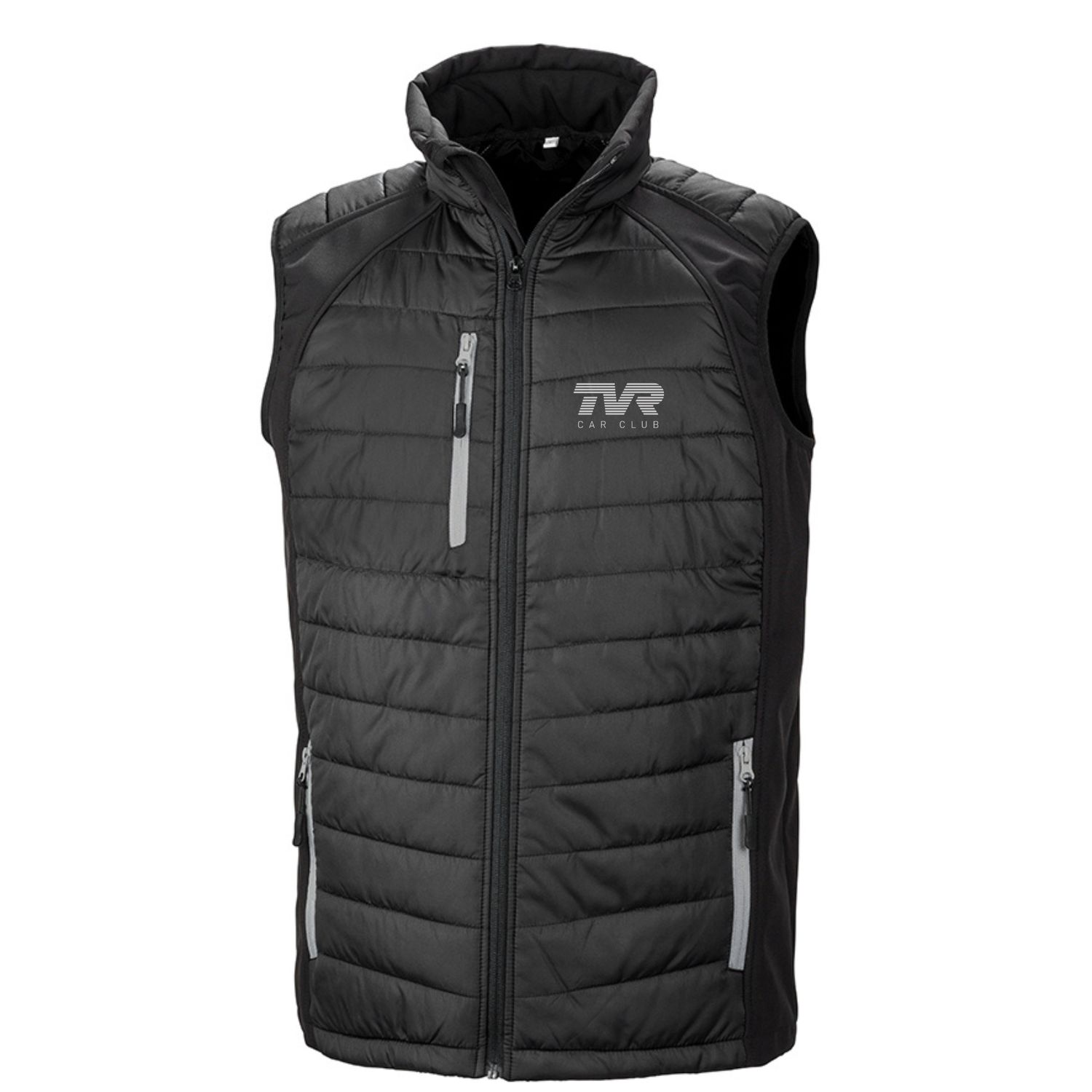 Result Compass Softshell/quilted Gilet, Colours: Black with Grey zips