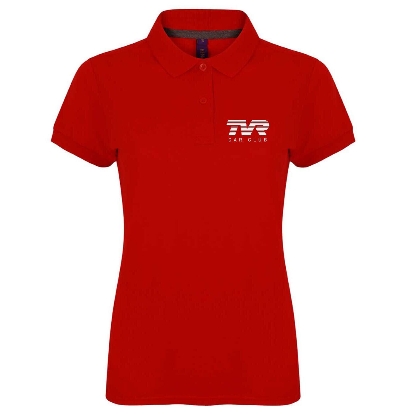 SALE - Unisex Henbury Modern Fit Polo Shirts, Colour &amp; Size Available: Red with white logo - M
