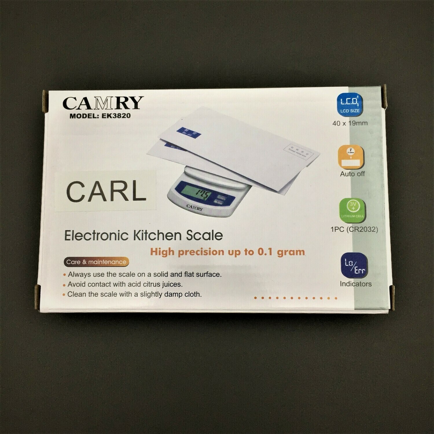 CAMRY ELECTRONIC KITCHEN SCALE (EK-3820)