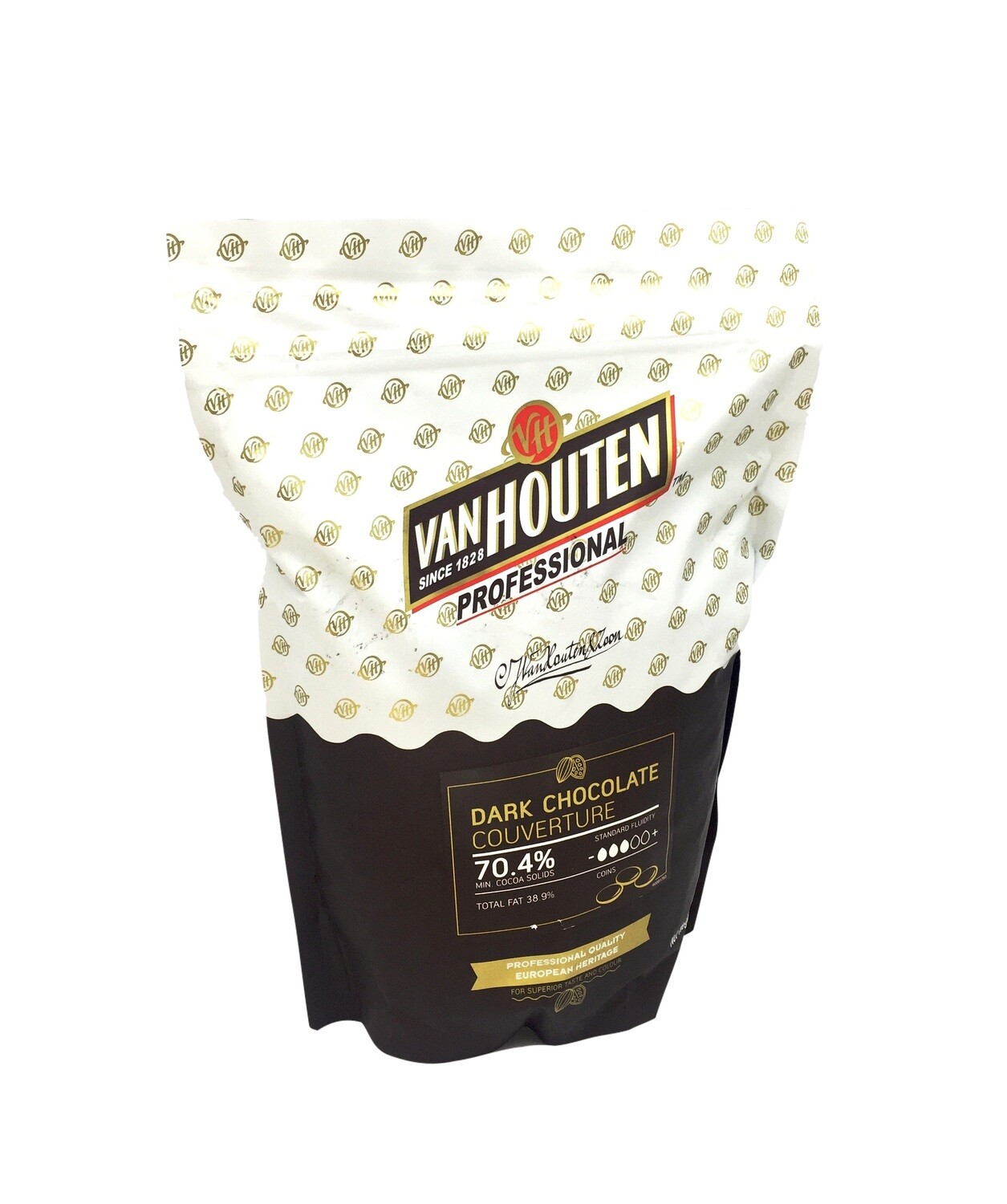 VAN HOUTEN 70.4% DARK CHOCOLATE COINS COUVERTURE