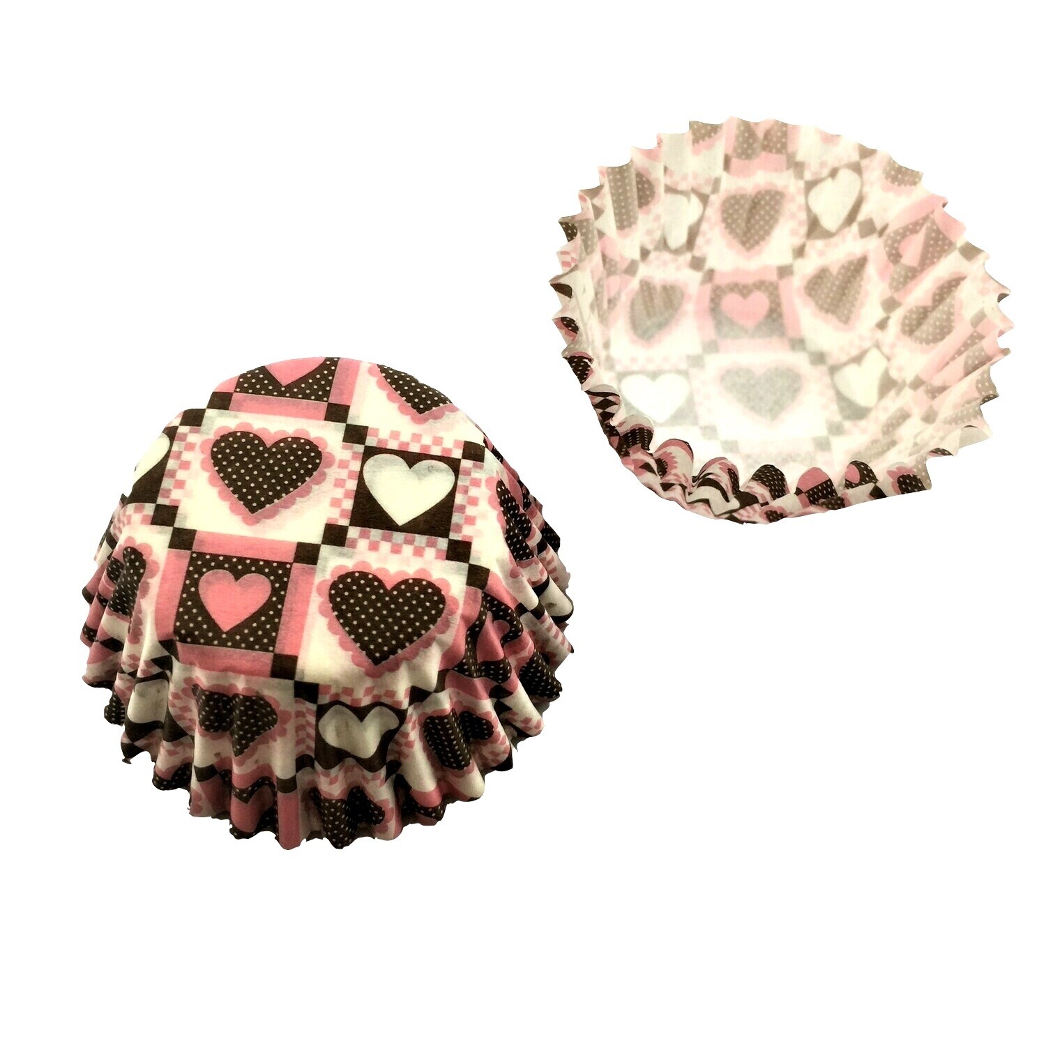BAKING CUPS 2oz PINK &amp; BROWN HEARTS 200&#39;s