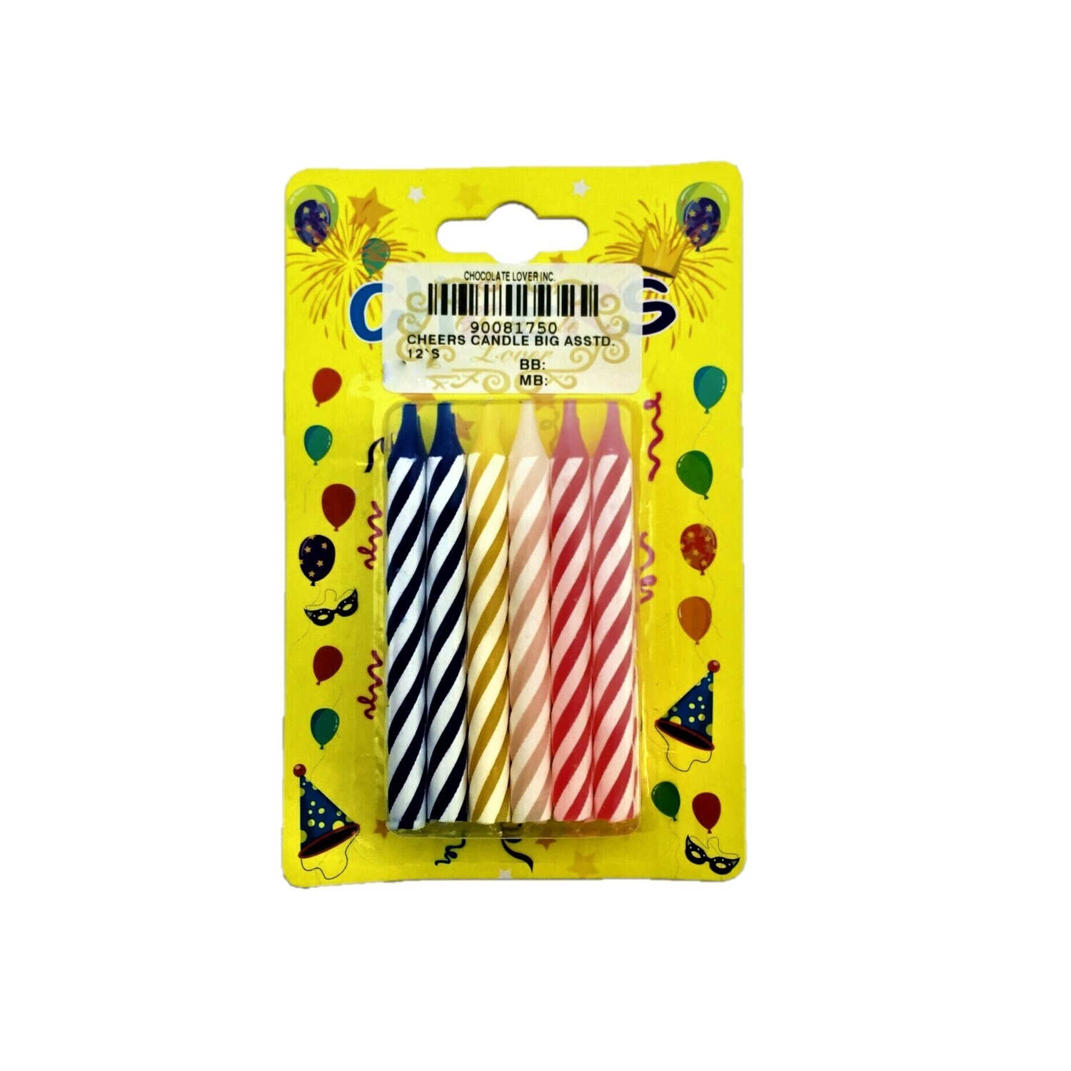 CHEERS CANDLE BIG ASSORTED 12&#39;s