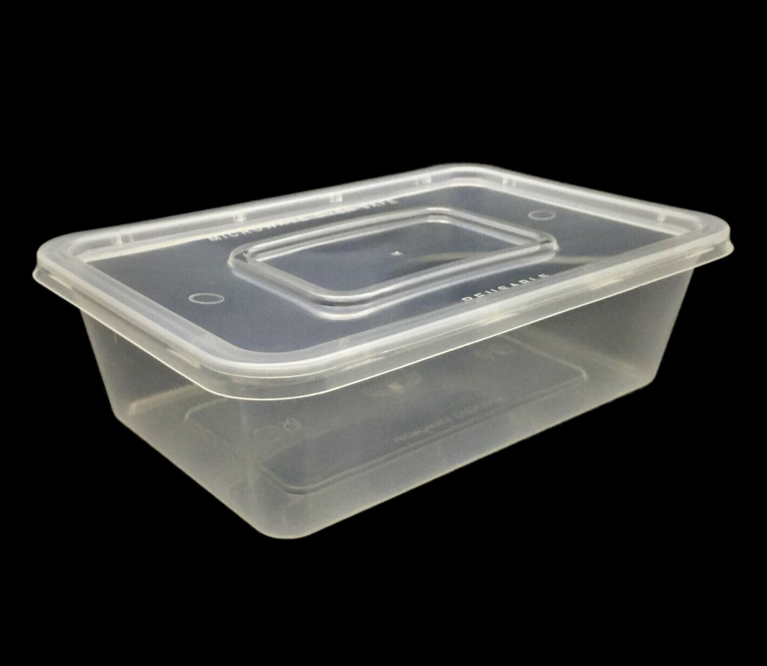 R1200 MICROWAVABLE CLEAR BODY &amp; LID 1200ML 50&#39;s