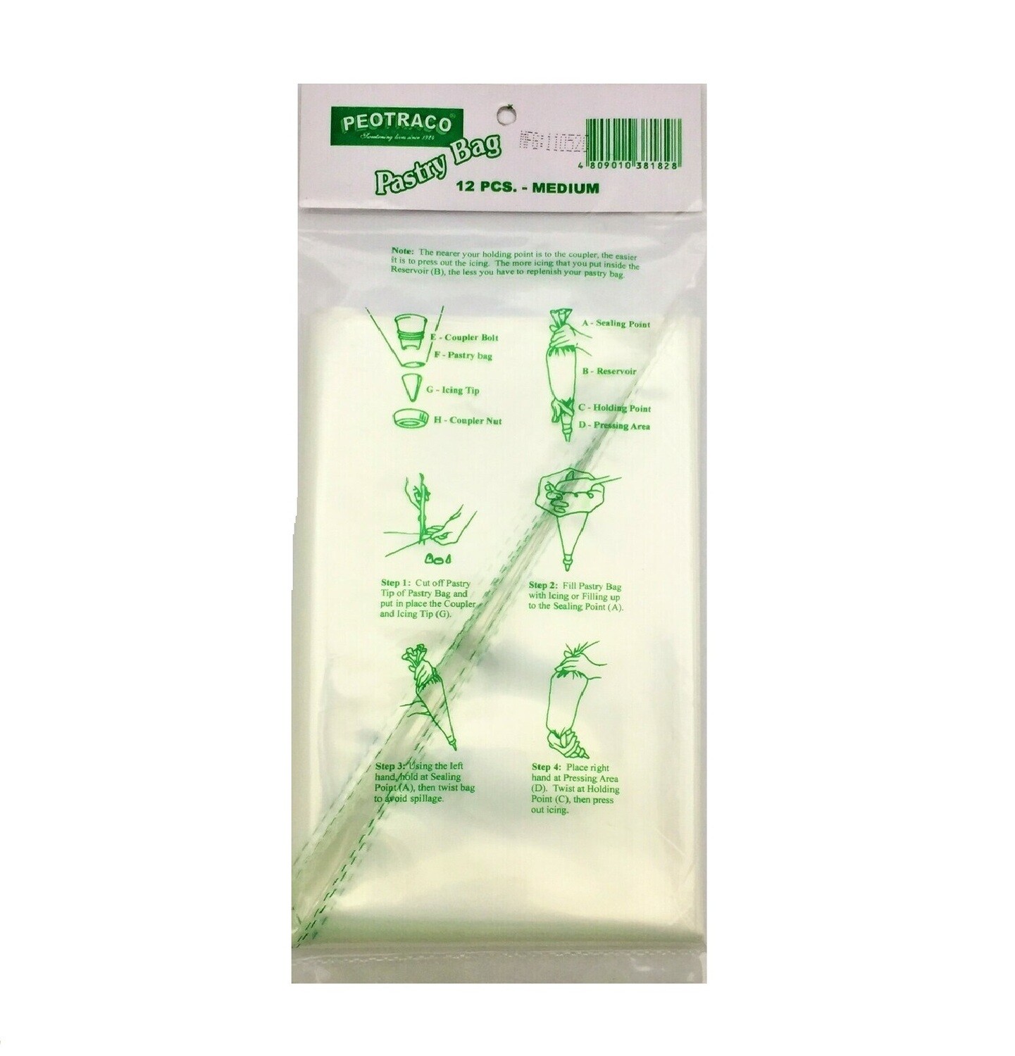 PEOTRACO PASTRY BAG MEDIUM 12&#39;s