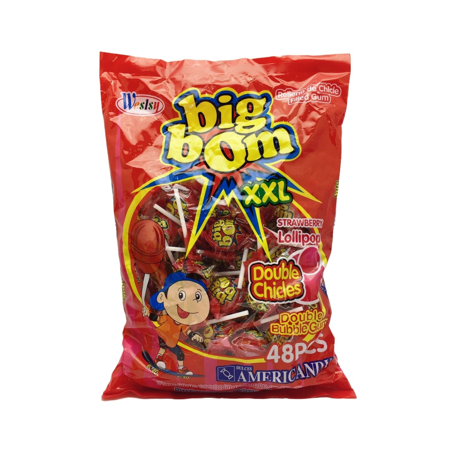 BIG BOM STRAWBERRY LOLLIPOP 1200g