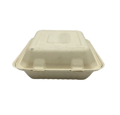BAGASSE CLAMSHELL 3 DIVISION BENTO BOX 10&#39;s