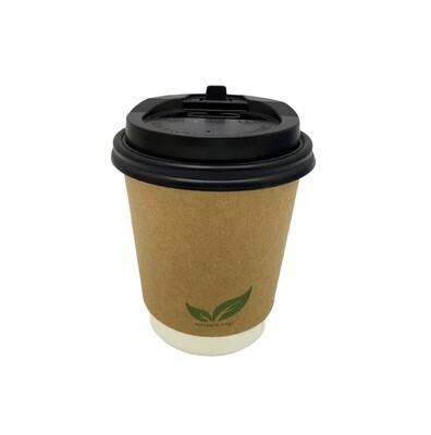 PAPER CUP 8OZ DOUBLE WALL WITH LID 10&#39;s