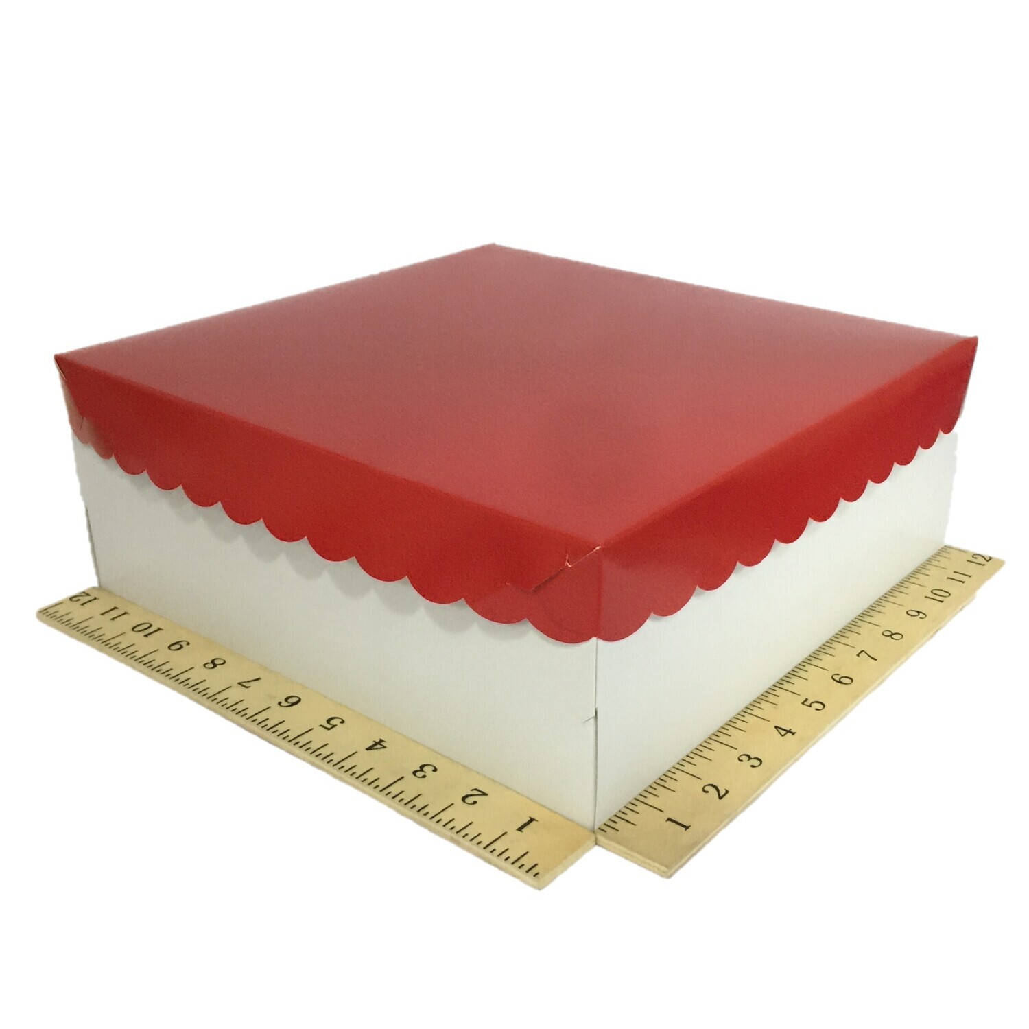 12&quot; X 12&quot; X 4½&quot; SCALLOPED RED WHITE BOTTOM 10&#39;s