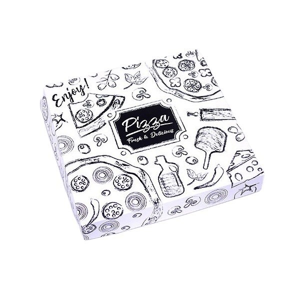 9&quot; X 9&quot; X 1½&quot; PIZZA BOX BLACK &amp; WHITE 20&#39;s