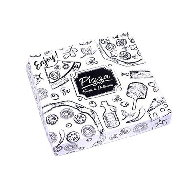 9&quot; X 9&quot; X 1½&quot; PIZZA BOX BLACK &amp; WHITE 20&#39;s
