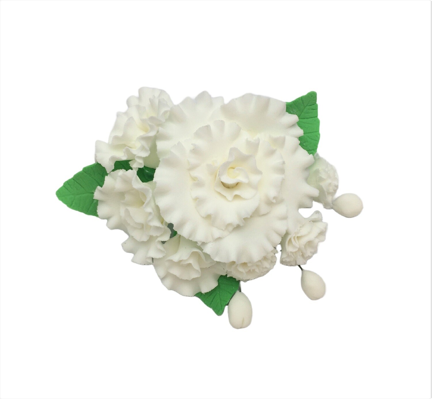RAFFLED ROSE BUNCH WHITE TOPPER