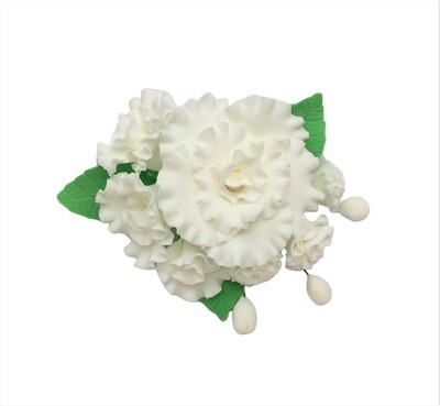 RAFFLED ROSE BUNCH WHITE TOPPER