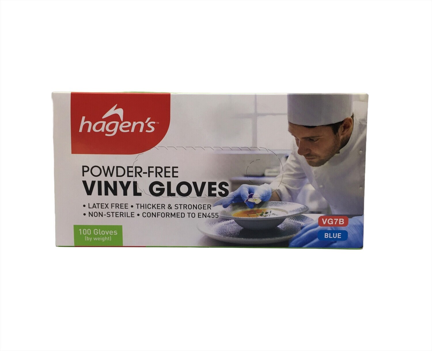HAGENS VINYL GLOVES BLUE MEDIUM 100&#39;s