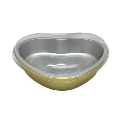 ALUMINUM HEART TRAY PAN GOLD WITH LID (670/38) 10&#39;s