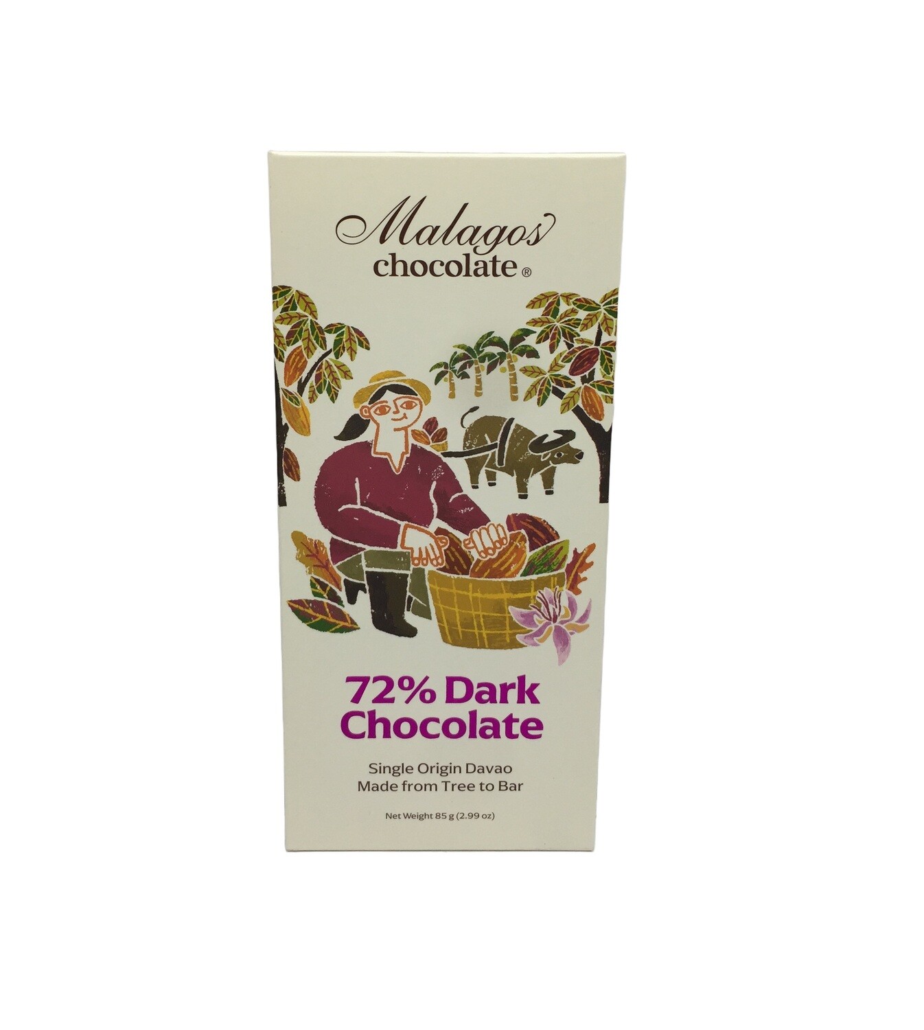 MALAGOS 72% DARK CHOCOLATE 85g