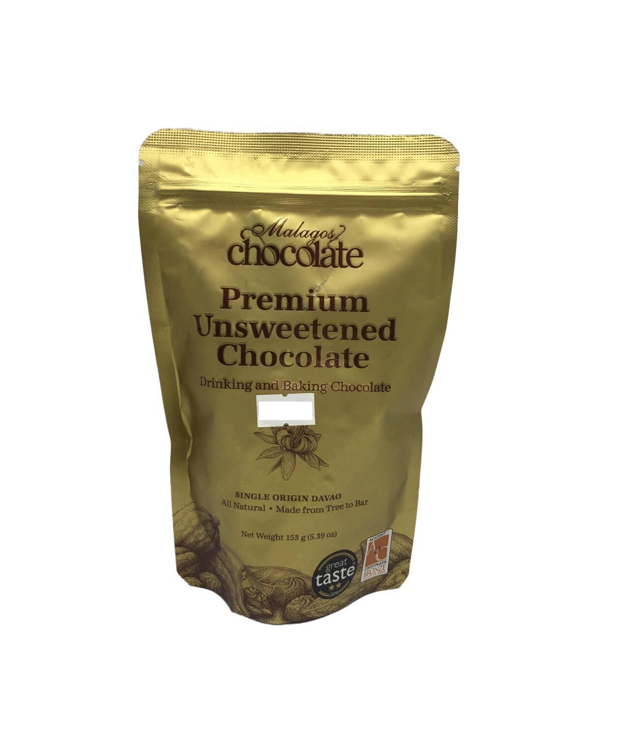 MALAGOS UNSWEETENED CHOCOLATE 153g