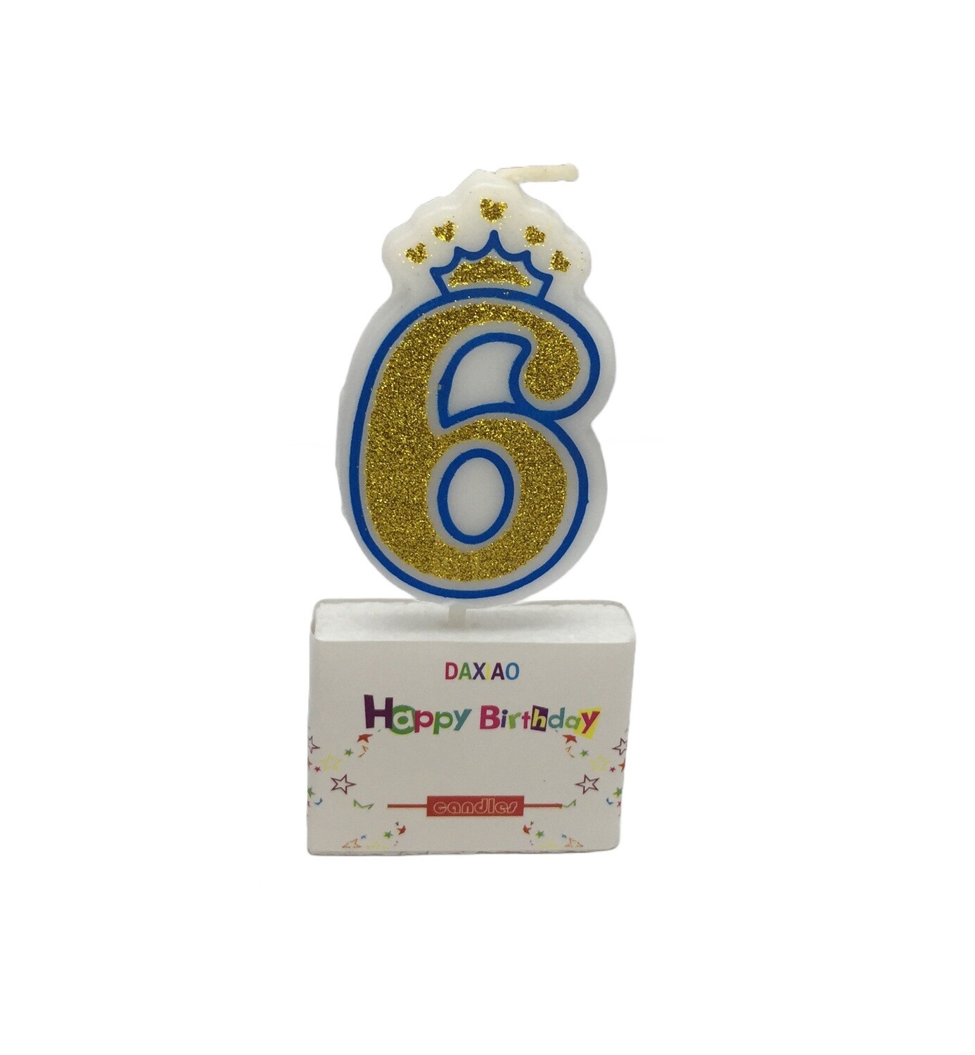 NUMBER CANDLE GLITTERS BLUE #6