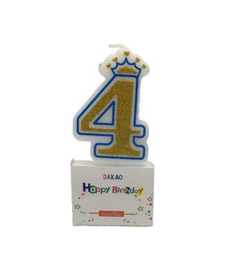 NUMBER CANDLE GLITTERS BLUE #4