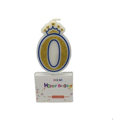 NUMBER CANDLE GLITTERS BLUE #0