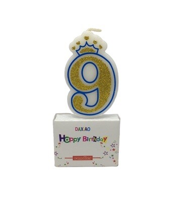 NUMBER CANDLE GLITTERS BLUE #9