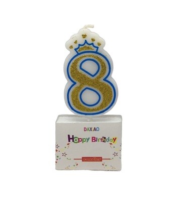 NUMBER CANDLE GLITTERS BLUE #8