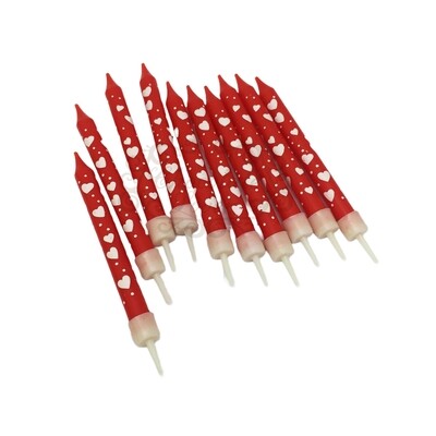 FANCY PEPPERMINT CANDLE RED HEART (KD176) 10&#39;s