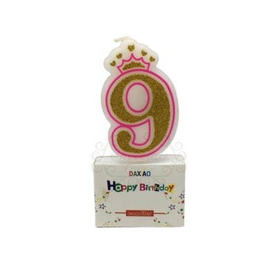 NUMBER CANDLE GLITTERS PINK #9