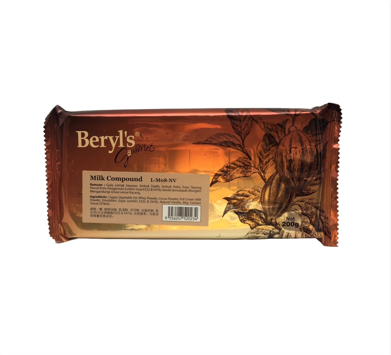 BERYL&#39;S MILK CHOCOLATE COMPOUND 200g
