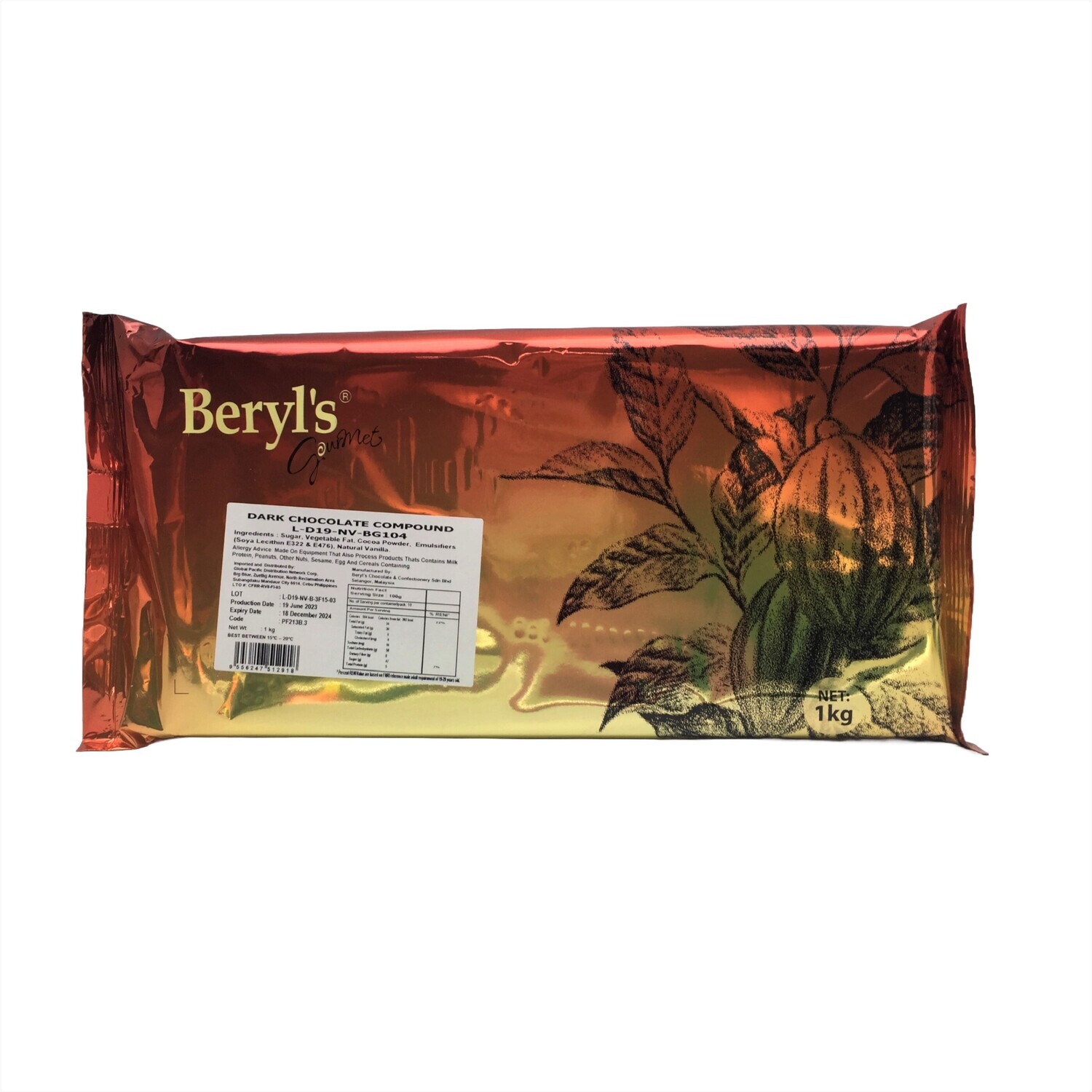 BERYL&#39;S 19% DARK CHOCOLATE COMPOUND 1kg
