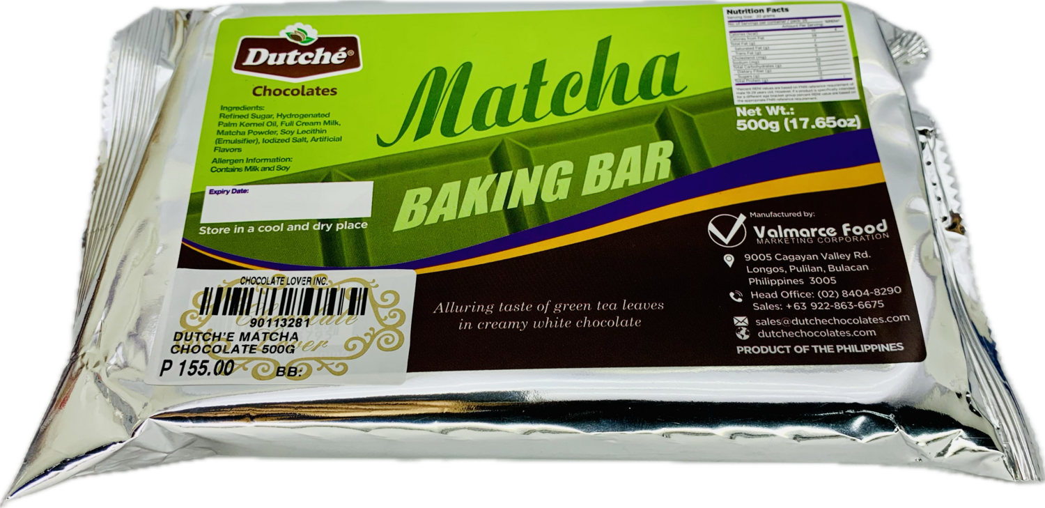 DUTCH&#39;E MATCHA CHOCOLATE BAR 500g