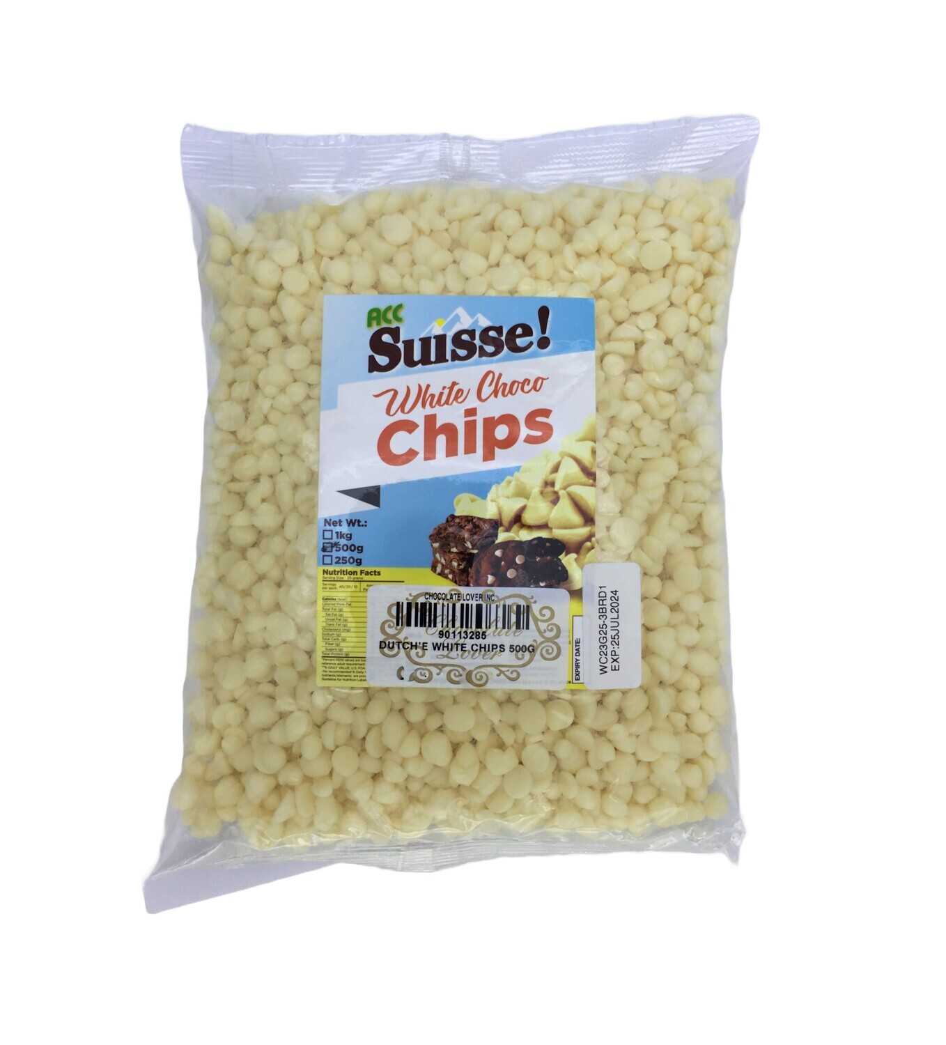 DUTCH&#39;E WHITE CHOCOLATE CHIPS 500g