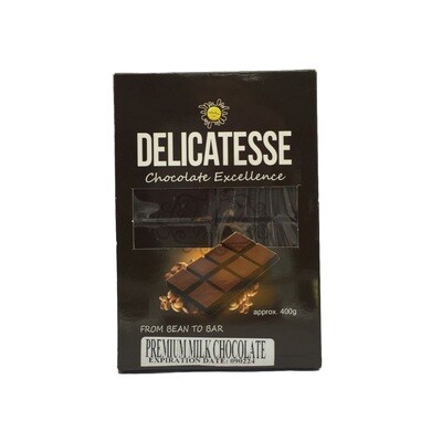 DELICATESSE PREMIUM MILK CHOCOLATE BAR 400G