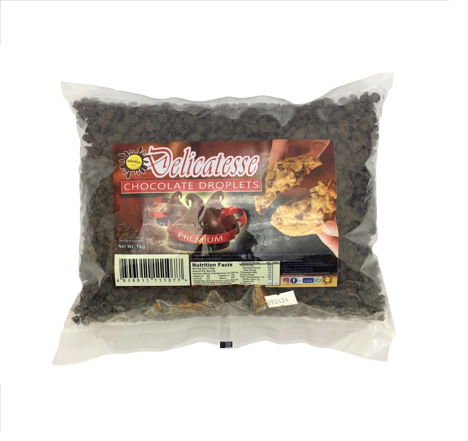 DELICATESSE CHOCOLATE DROPLETS (LS) LARGE SIZE 1kg