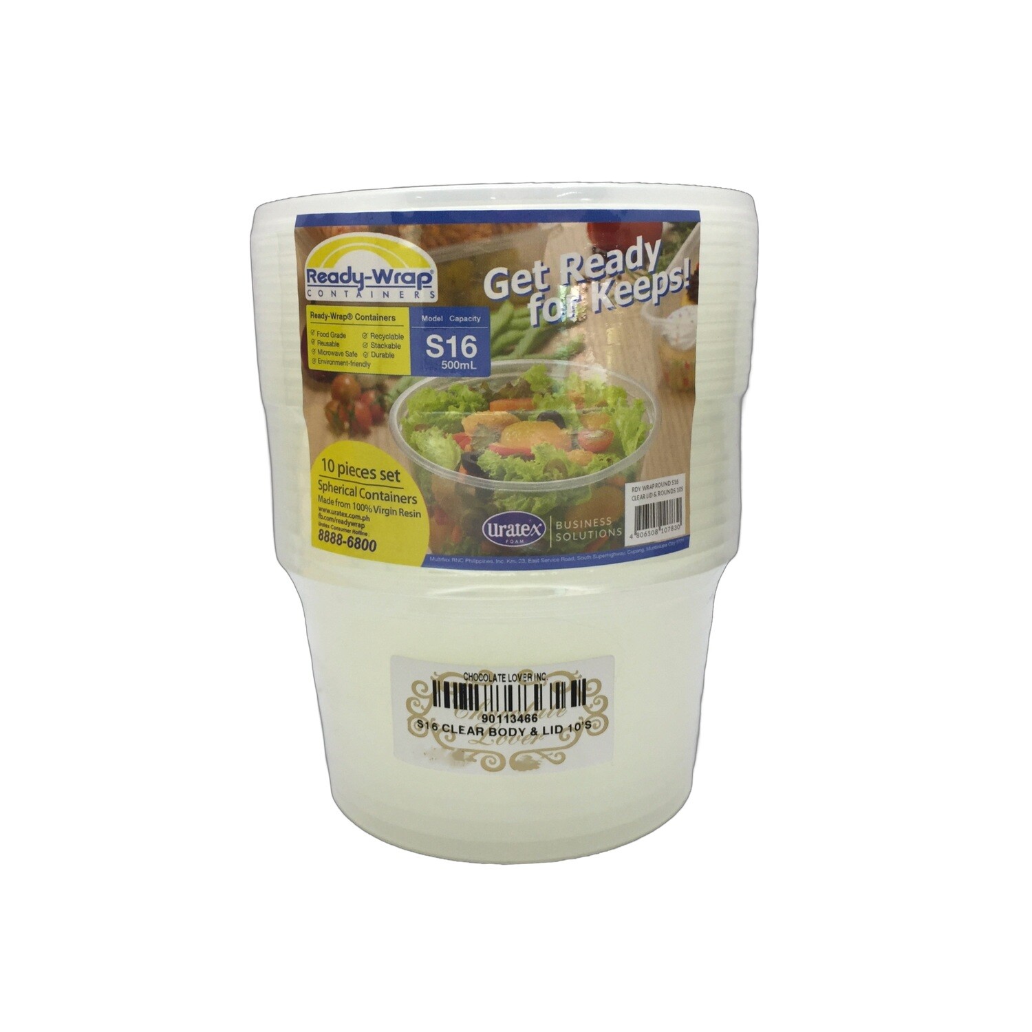 S16 MICROWAVABLE CLEAR BODY &amp; LID 500ML 10&#39;s