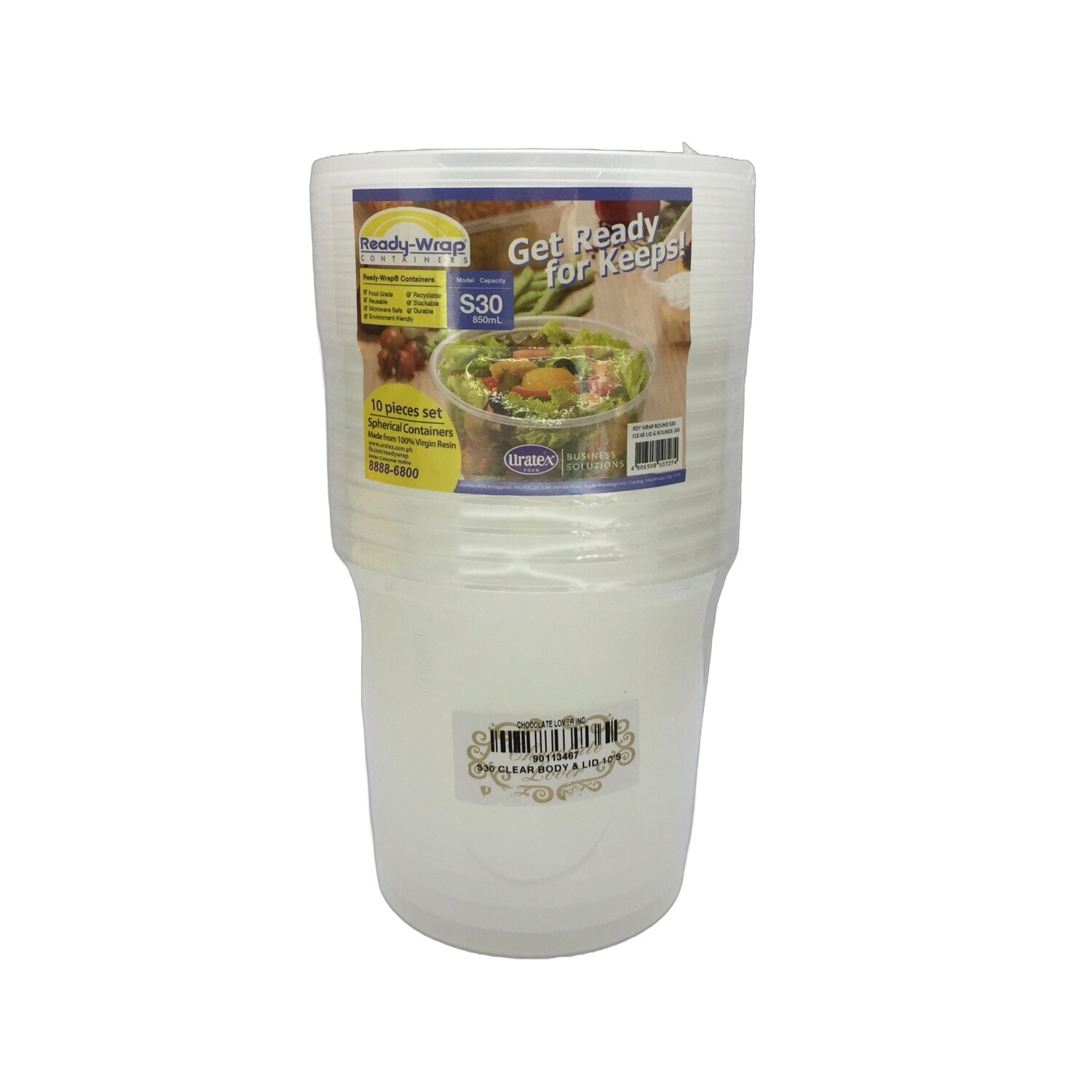S30 MICROWAVABLE CLEAR BODY &amp; LID 850ML 10&#39;s