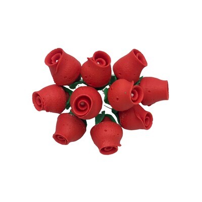 ROSE BUDS RED FLOWER TOPPER 10&#39;s