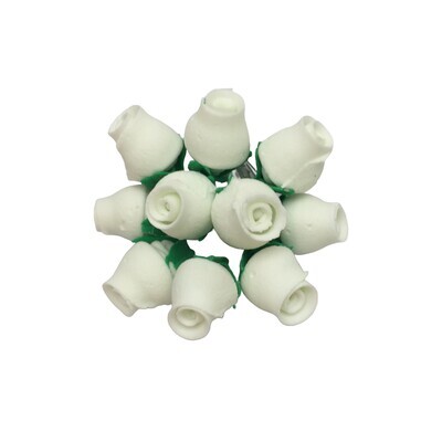 ROSE BUDS WHITE FLOWER TOPPER 10&#39;s