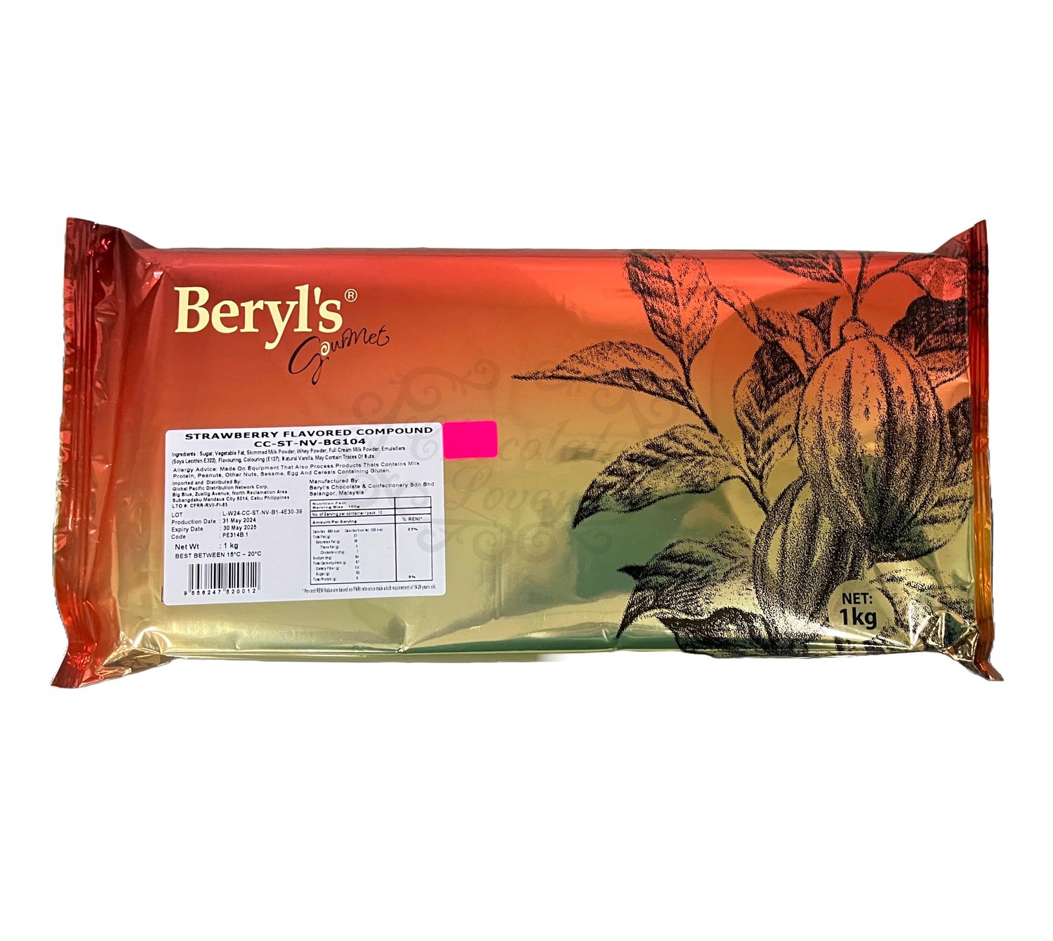 BERYL&#39;S STRAWBERRY CHOCOLATE COMPOUND 1kg
