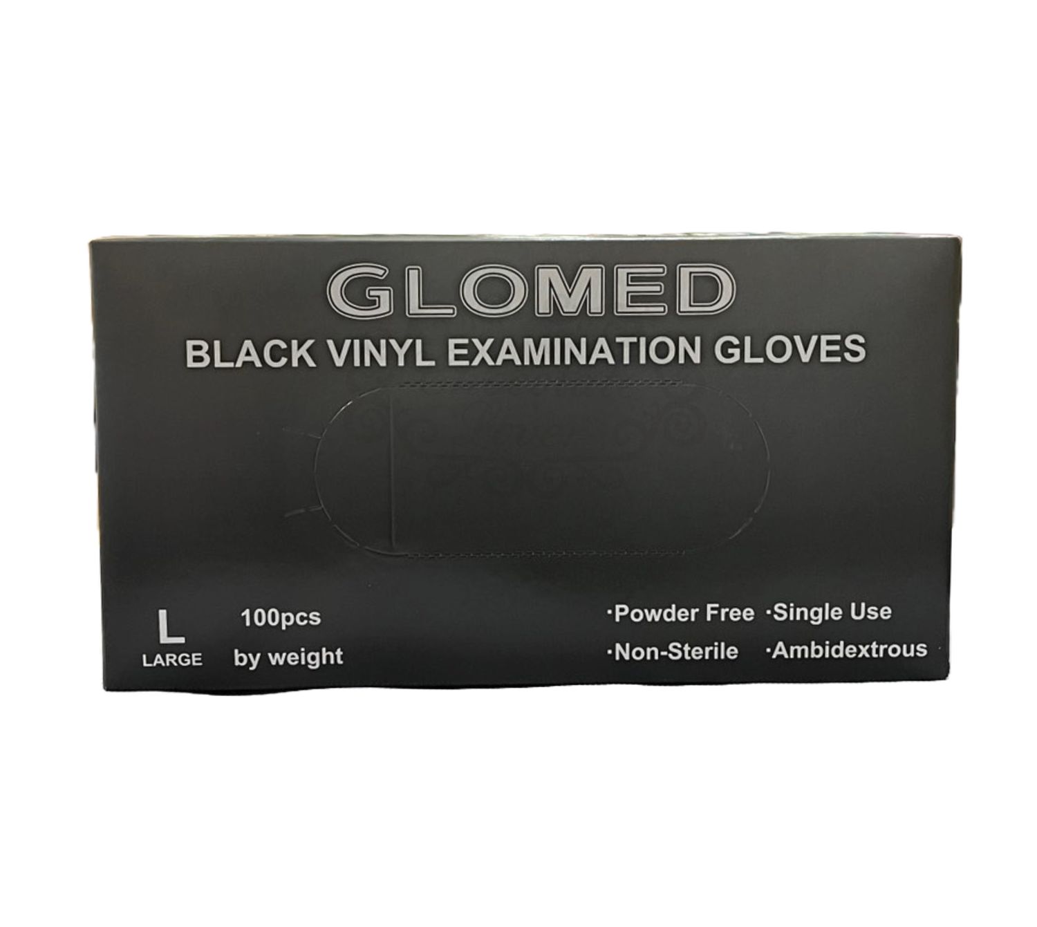 GLOMED BLACK VINYL GLOVES LARGE 100&#39;s