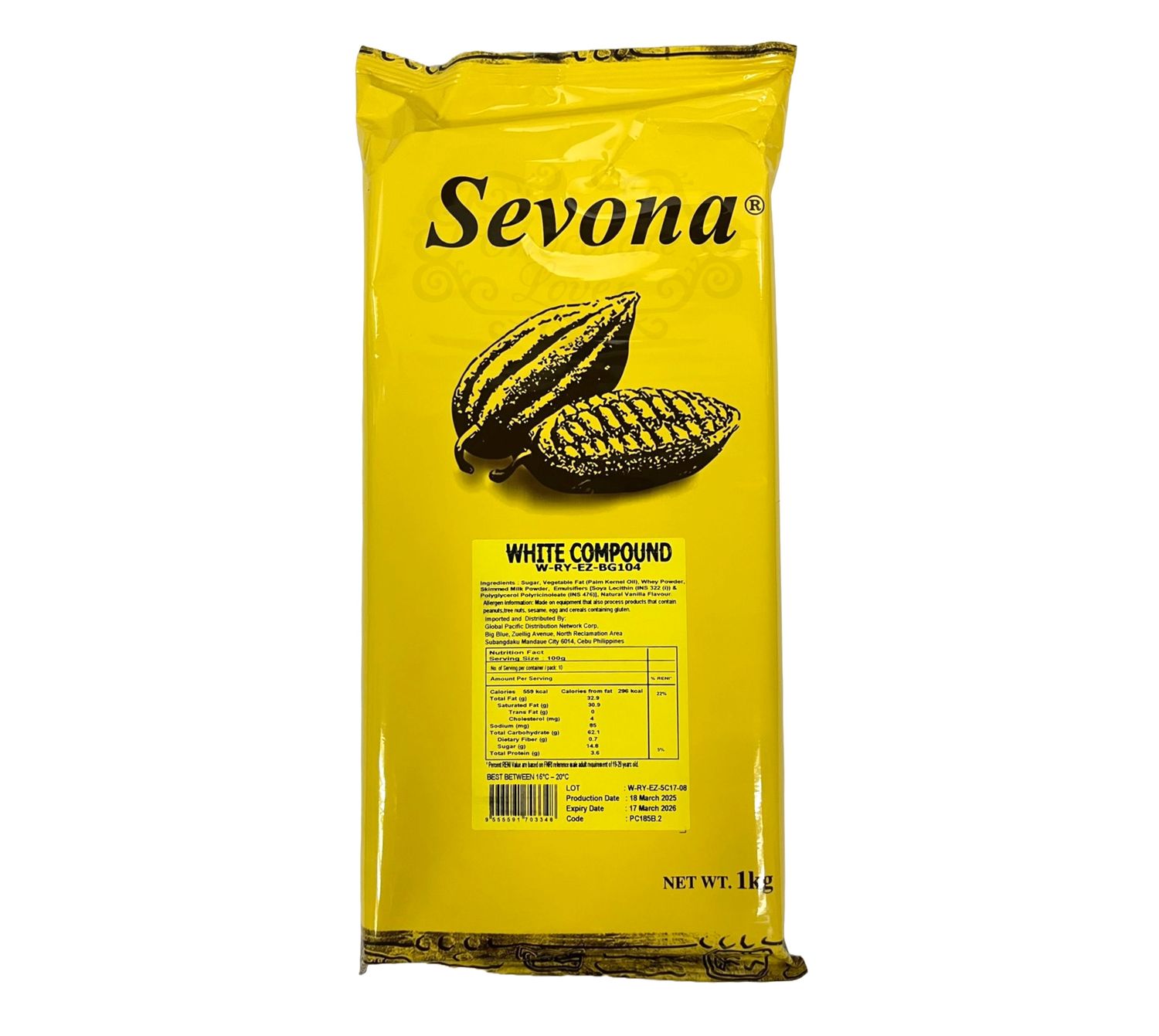 SEVONA WHITE CHOCOLATE COMPOUND 1KG