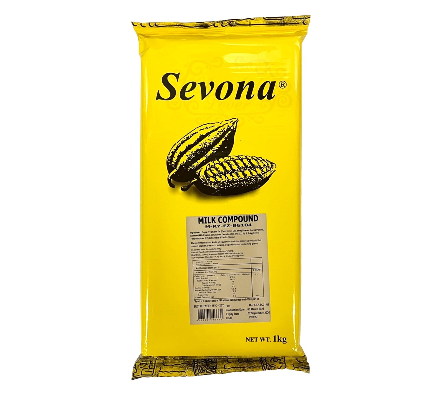 SEVONA MILK CHOCOLATE COMPOUND 1KG