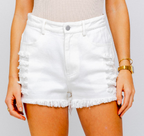 Distressed Denim Shorts White